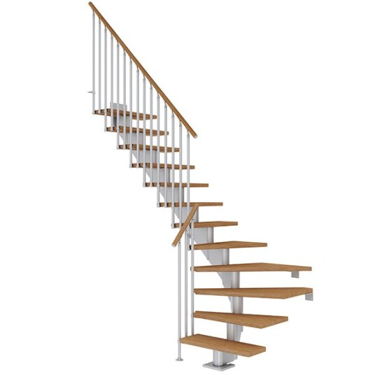 Dolle Hamburg L-trapp I Pearl Grey-classic Iii-oljeret Eik-85-11 - Loddret Høyde Op Til 258 Cm