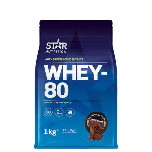 Star Nutrition Whey-80, 1 Kg, Double Rich Chocolate – Double Rich Chocolate