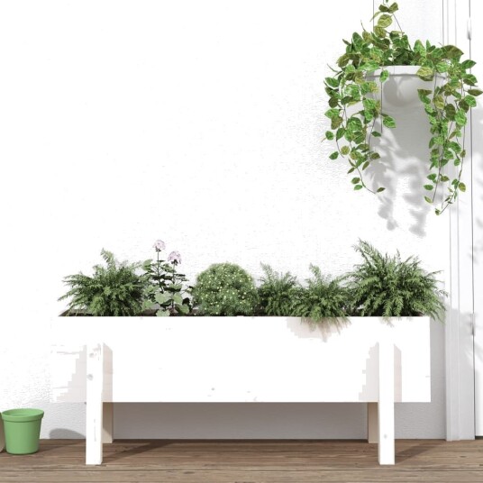 Høybed for hage hvit 101x30x38 cm heltre furu