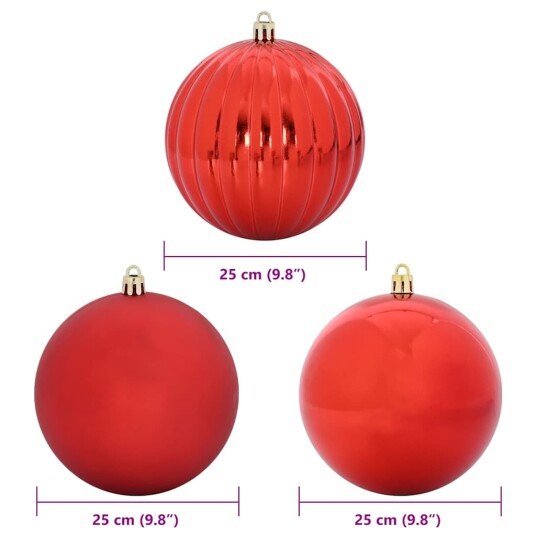 Julekule Sett 3 pcs Rød Plast Julekule Sett 3 pcs Rød Plast