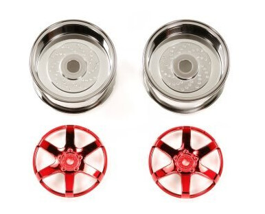 Tamiya 54553 2PC 6SPK RED WHL 26MM OFF+6 Tamiya 54553 2PC 6SPK RED WHL 26MM OFF+6
