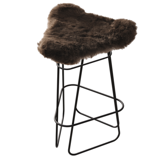 Cuero Iceland Barstol 65 cm Sort / Shorn Brown Cuero Iceland Barstol 65 cm Sort / Shorn Brown