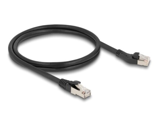 Delock Rj45 Nettverkskabel Cat.8.1 S/Ftp-Plugg Vinklet 45° Til Venstre Til Rett Plugg Opp Til 40 Gbps 1 M Svart