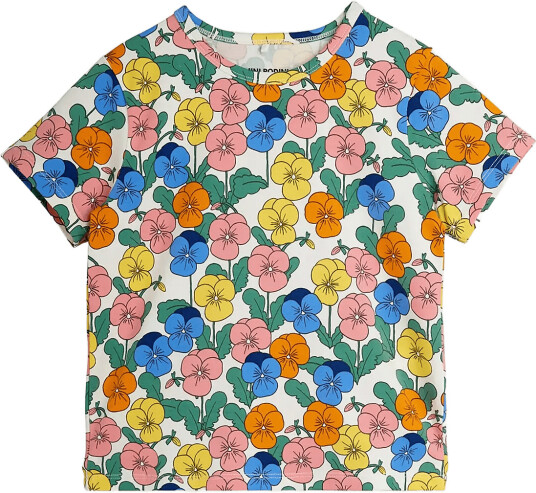 Mini Rodini Violas Aop Ss Tee White 104/110