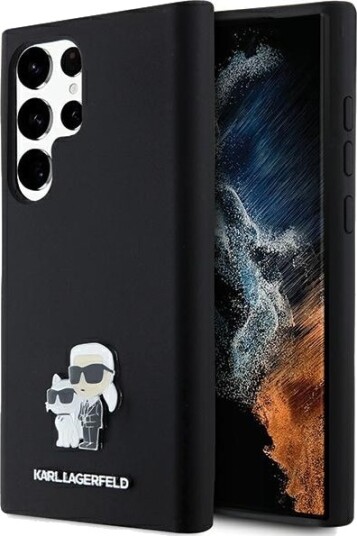 Karl Lagerfeld Silicone Karl&Choupette Metal Pin case for Samsung Galaxy S24 Ultra Black