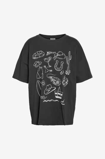 Noisy May Curve Topp nMida S/S O neck Aloha T shirt Fwd Grå Noisy May Curve Topp nMida S/S O neck Aloha T shirt Fwd Grå