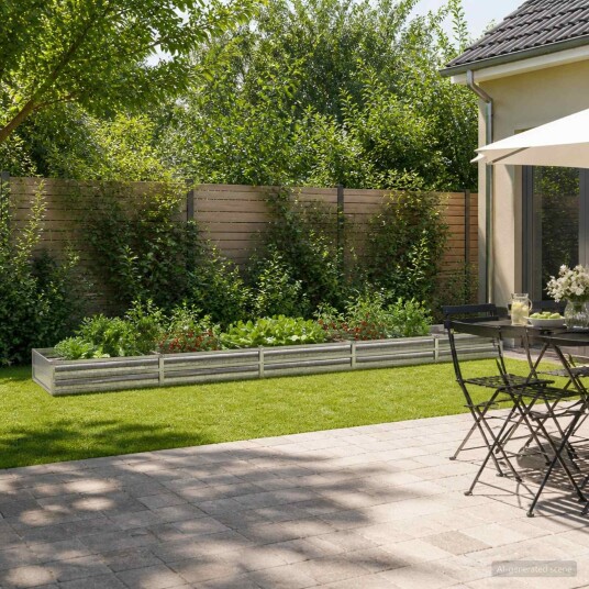 vidaXL Hevet Hagebed Sølv 400 x 80 x 24 cm galvanisert