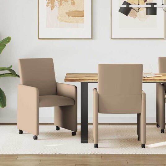 Spisebordsstoler med hjul 2 pcs Cappuccino 57 x 66 x 94 cm