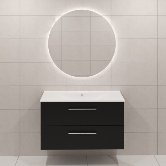 Dansani Mido+ Møbelpakke Servantskap med Servant Svart Struktur / 100cm Corona Rundt