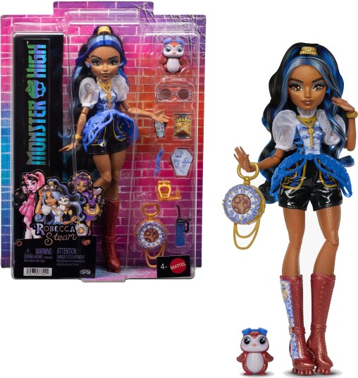 Monster High Robecca Steam Fashion Doll With Blue Blouse And Rocket Boots Monster High Robecca Steam Fashion Doll With Blue Blouse And Rocket Boots