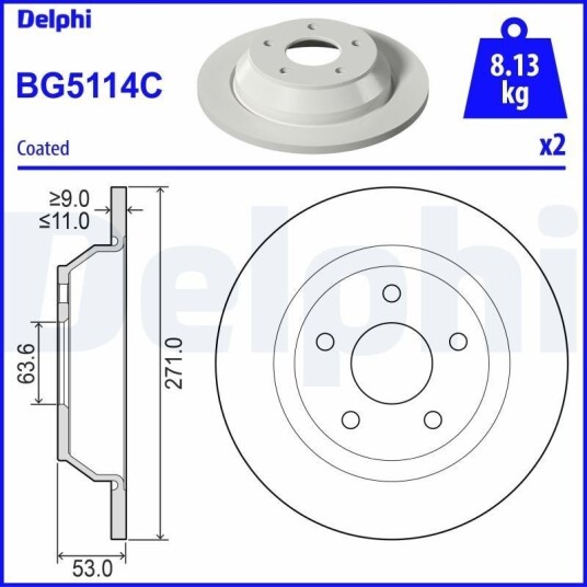 DELPHI BG5114C Bremseskive