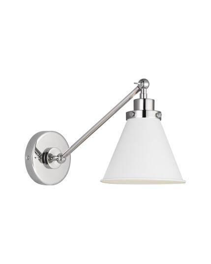 Visual Comfort Wellfleet Single Arm Cone Task Sconce Matte White/Nickel Visual Comfort Wellfleet Single Arm Cone Task Sconce Matte White/Nickel