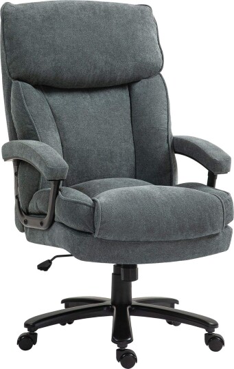 Kontorstol ergonomisk skrivebordsstol med vippefunksjon linlook høydejusterbar PC stol med svingfunksjon tykke puter lastek