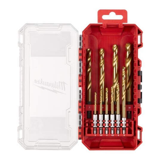 Milwaukee Metallborsett Shockwave HSS-G Tin Red Hex 10 stk