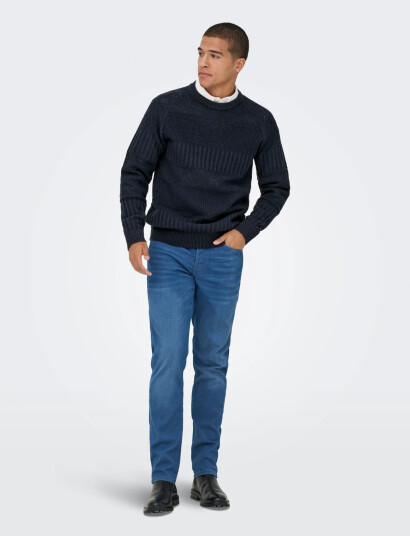 ONLY & SONS Onsalkan Reg Crew Knit - Navy - M