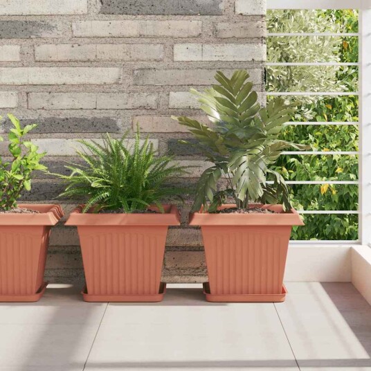 vidaXL Firkantet Blomsterpotte 6 pcs Klinker Rød 28,5 x 28,5 x 22 cm
