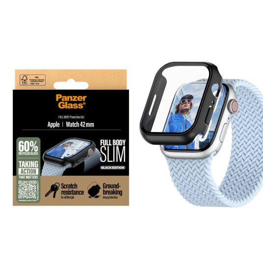 Panzerglass Snappie Full Body Slim Skjermbeskytter for Apple Watch 10 42mm, Svart
