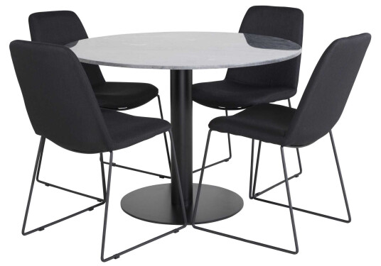 Venture Design Estelle & Muce spisegruppe Svart/svart 4 st stoler & bord 106 cm