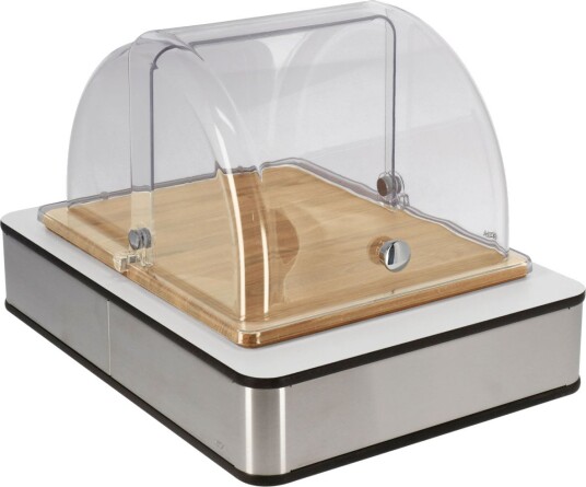 VEGA Buffet Display Fundale middels, GN 1/2, tre; GN 1/2, 42.5x31.5x27.4 cm (LxBxH); Stålgrå/Hvit/Eik/Transparent; Rektangulær