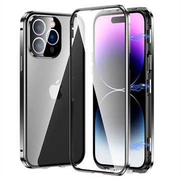 iPhone 14 Pro Max Magnetisk Deksel med Herdet Glass Svart