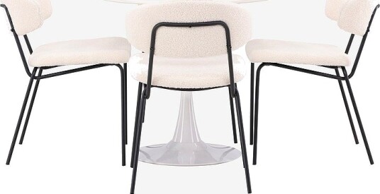 Venture Home Spisegruppe Hamden med 4 stk stoler Chico Hvit Venture Home Spisegruppe Hamden med 4 stk stoler Chico Hvit