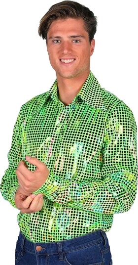 Thetru B.v. Disco Skjorte Herre Grønn Fargeskimrende X-Large 3509-0300-00XL