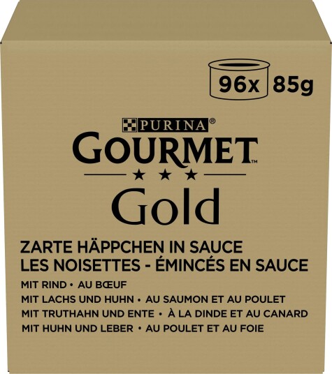 Gourmet Våtfôr Jumbopakke Gold Collektion I Saus & Lever Laks & & And Kylling Kalkun Okse 96 X 85 G