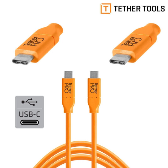 TetherPro USB-C til USB-C kabel 4,6 m Oransje - Hi-vis 3A TetherPro USB-C til USB-C kabel 4,6 m Oransje - Hi-vis 3A