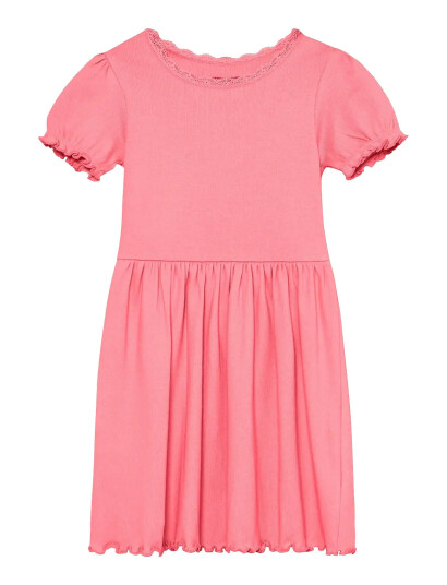 Huttelihut Dress Ss Rib Pink 116