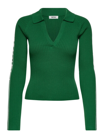 Monki Knitted Collar Top - Green - XXS Monki Knitted Collar Top - Green - XXS