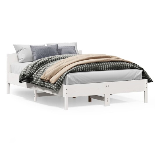 vidaXL Sengeramme med hodegavl hvit 150x200 cm heltre furu 8721012430419