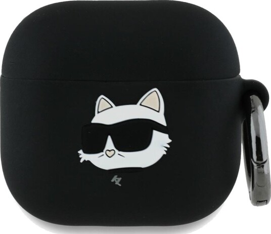Karl Lagerfeld Kla4runchk Airpods 4 Deksel Svart/Svart Silikon Choupette Head 3D Karl Lagerfeld Kla4runchk Airpods 4 Deksel Svart/Svart Silikon Choupette Head 3D