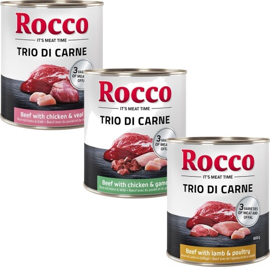 Rocco Våtfôr Trio Di Carne Blandet Prøvepakke Blanding 3 Sorter 6 X 800 G