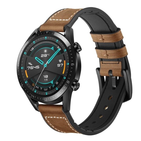 INCOVER Smartwatch Skinnreim (22mm) PU Skinnreim - Mørkebrun / Svart