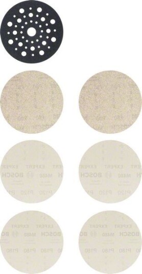 Bosch Expert M480 Slipearksett 125 mm, 7 Deler, Grovkorn 80-180