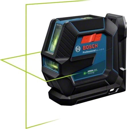 Bosch Linjelaser Gll 2-15 G Professional I Transportkoffert Med 4 Batterier (Aa), Lasermålplate