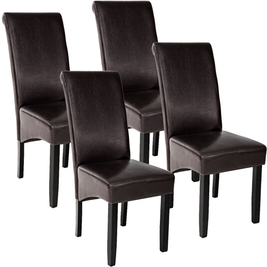 tectake 4 spisestuestoler ergonomisk - brun