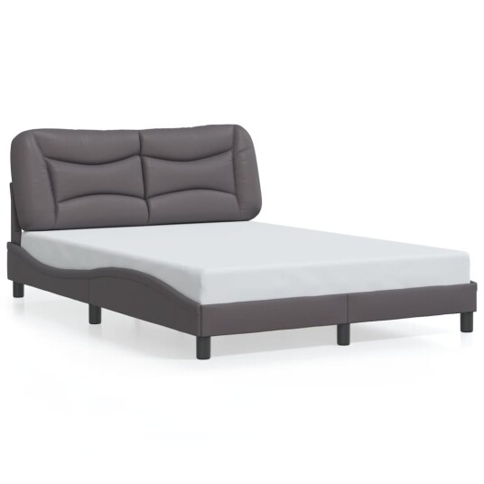 Sengeramme med LED-lys grå 120x200 cm kunstig lær 8721012356382