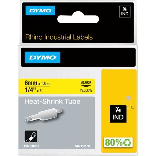 DYMO Rhino krympeflex, 6 mm x 1.5 m, sort p gul DYMO Rhino krympeflex, 6 mm x 1.5 m, sort p gul