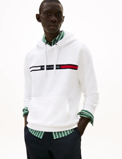 Tommy Hilfiger Hilfiger Chest Insert Hoody   White   XL
