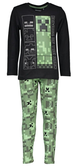 Minecraft Pyjamas Creeper Camo 116 / 6 år Barn Sort/Grønn