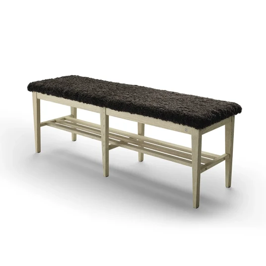 Oscarssons Möbel Nadja benk 130 cm Grå oljet ask/safeskinn brun