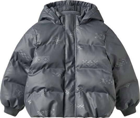 Wheat Polstret Jakke - Puffer - Shoore - Reflekterende jacquard - Wheat - 5 år (110) - Dunjakke Grå Svart