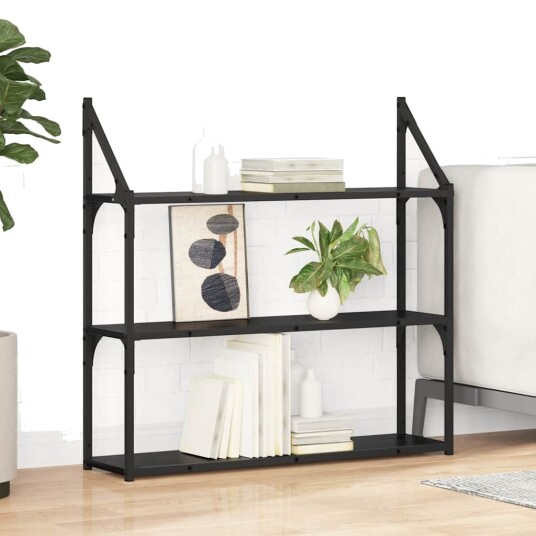  Vegghylle med hylle Svart Eik 80 x 21 x 78,5 cm Konstruert tre