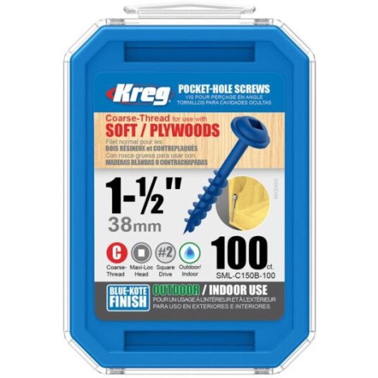 Kreg SML-C150B-100 Skrue 38 mm 100-pakning Innfesting Kreg SML-C150B-100 Skrue 38 mm 100-pakning Innfesting