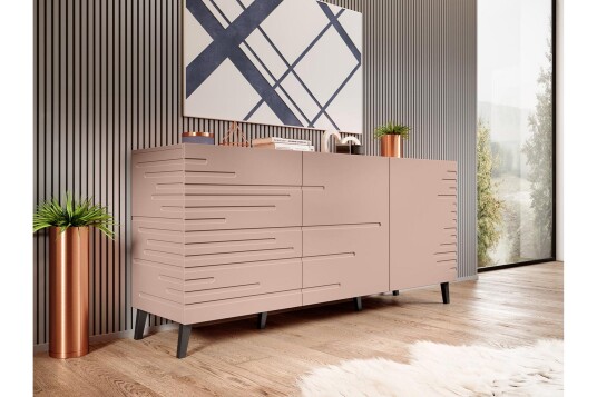 Kommode Demjen 40x155 cm   Rosa/Svart