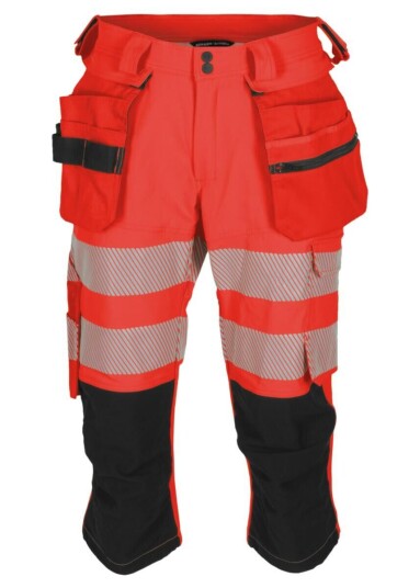 BS Lillehammer Piratbukse, HiVis kl.1 Unisex, Str. C58, Rød/Sort