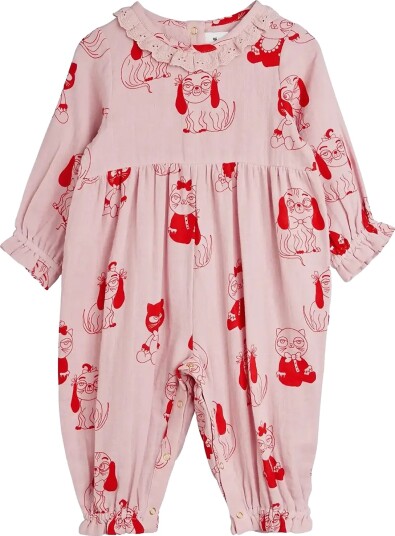 Mini Rodini Minibabies Aop Woven Jumpsuit Pink 68/74