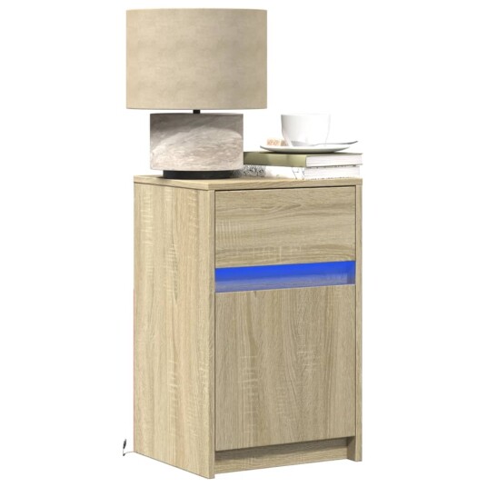  Nattbord med LED 2 stk sonoma eik konstruert tre 8721102965685