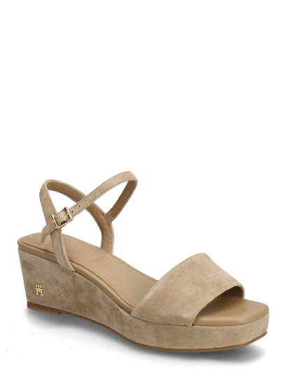 Tommy Hilfiger Suede Wrapped Mid Wedge Beige 39